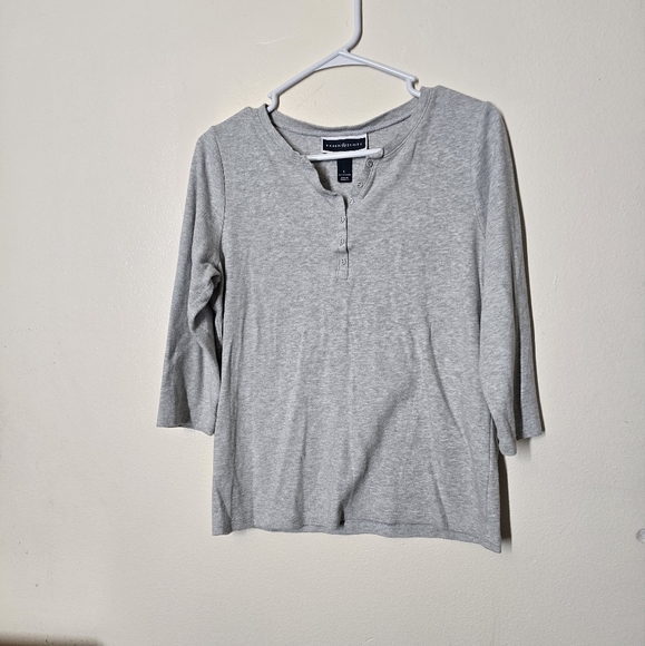 Karen Scott Gray Long Sleeve Tee - Picture 1 of 3